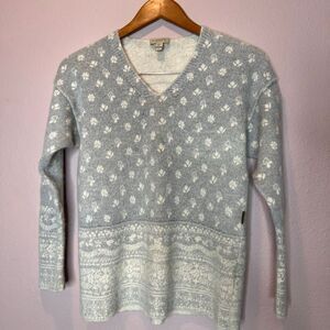 Burberry Brit alpaca wool sweater in a gray and white fair isle pattern